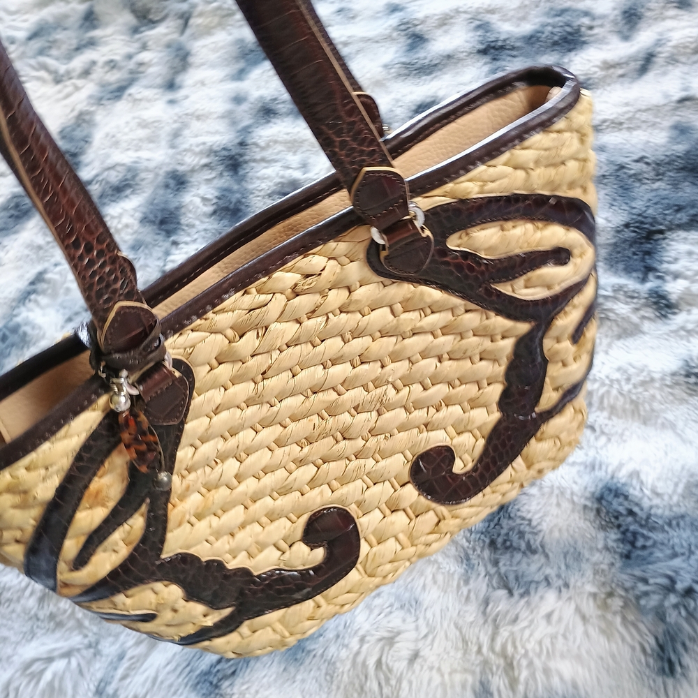 Beautiful Brighton straw and leather butterfly shoulder tote bag, 9x14, designer - Picture 14 of 14